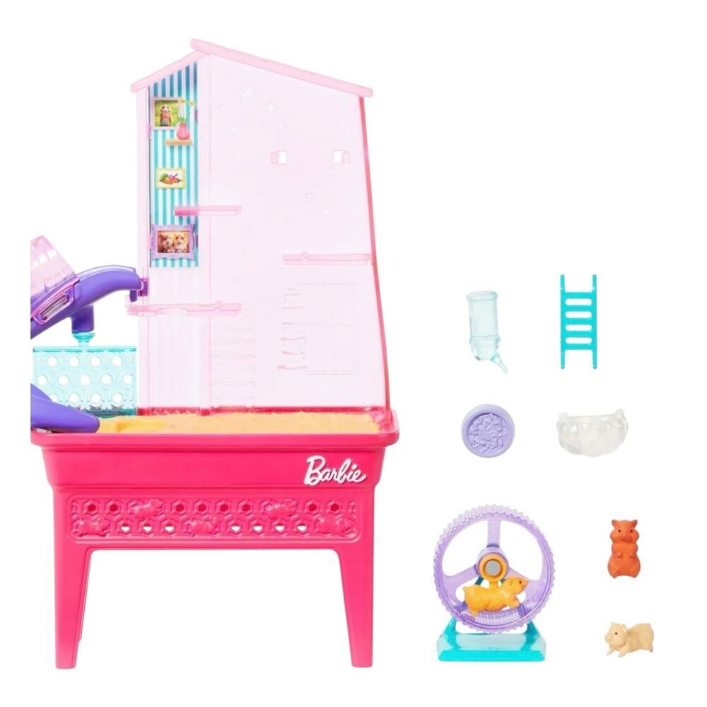 New Barbie World Hamster Pet Playground Playset Wheel Slide Food - Picture 8 of 8